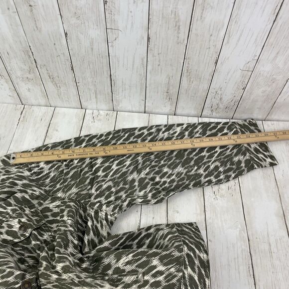 Jessica London Denim Jacket Women’s Sz 32W  Olive Green Cream Print - NEW - Picture 10 of 11